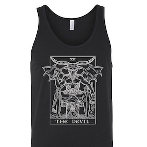 La carta del Tarot del Diablo Tank Top Hombres Baphomet Tank Satánico Tank Top Hombres Ocultos Tank Top Hombres Halloween Tank Top Gótico Tank Top Goth Tank Top