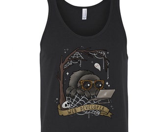 Web Developer Tank Top Men Jumping Spider Tank Top Halloween Tank Top Spooky Clothing Cute Goth Clothing Software Engineer Gift for Goths