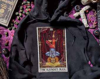 De opgehangen man Tarot kaart hoodie Halloween hoodies heks kleding mannen Goth hoodies mannen gotische kleding voor vrouwen Witchy geschenken voor heksen