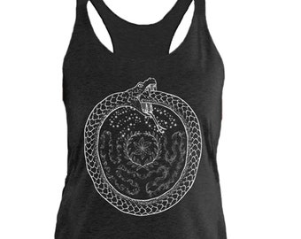 Hecate Wheel Tank Top Hekate Ouroboros Pagan Witch Ropa Mujeres Triple Luna Diosa Laurel Corona Strophalos Brujería Regalos Witch Tank