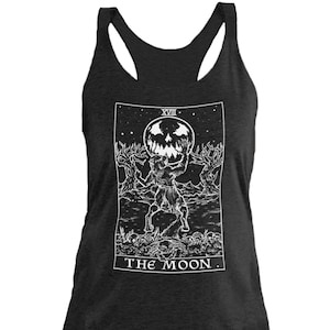 La carta del tarot de la luna Tank Top Halloween Tank Top Mujeres Ropa gótica Mujeres Goth Tank Tops Witch Tank Top Witchy Tank Top Regalos para brujas
