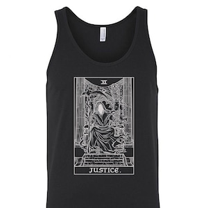 Gerechtigkeit Tarot Karte Tank Top Männer Sensenmann Gothic Tank Tops Halloween Tank Top Horror Tank Top Männer Goth Tank Top Okkulte Tank Top Männer Geschenke