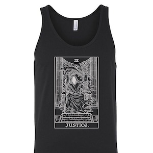 Justice Tarot Card Tank Top Men Grim Reaper Gothic Tank Tops Halloween Tank Top Horror Tank Top Men Goth Tank Top Occult Tank Top Men Gifts