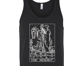 The Hermit Tarot Card Tank Top Men Grim Reaper Halloween Tank Top Gothic Tank Top Horror Tank Top Men Goth Tank Tops Occult Tank Top Gifts