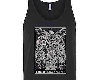 The Hierophant Tarot Card Tank Top Men H.P. Lovecraft Cthulhu Clothes Horror Tank Top Men Occult Tank Top Men Gothic Tank Tops Goth Tank Top