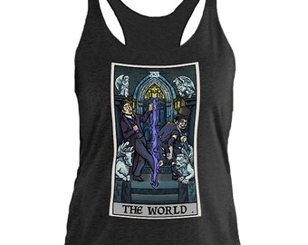 The World Tarot Card Tank Top Women Dr Jekyll Mr Hyde Halloween Tank Top Gothic Tank Tops Spooky Clothing Horror Tank Tops Horror Lover Gift