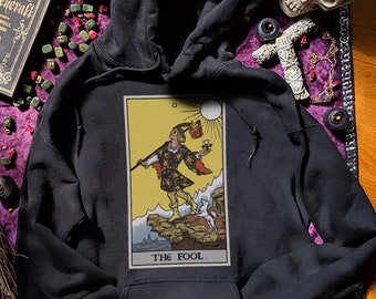 The Fool Tarot Card Hoodie Revival Tarot Major Arcana Tarot Sweatshirt Witch Hoodies Spiritual Hoodie Halloween Hoodies Witchcraft Gift