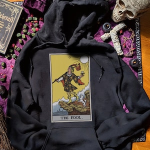 The Fool Tarot Card Sudadera con capucha Revival Tarot Major Arcana Tarot Sudadera Bruja Sudaderas con capucha Espiritual Sudaderas con capucha de Halloween Regalo de brujería