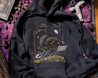 Web Developer Hoodie Jumping Spider Hoodie Halloween Hoodie Spooky Sweater Cute Goth Hoodie Gothic Sweatshirt Spider Sweater Gothic Clothing