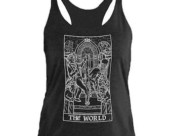 The World Tarot Card Tank Top Women Dr Jekyll & Mr Hyde Halloween Tank Top Gothic Tank Tops Horror Tank Tops Spooky Clothing Goth Tank Top