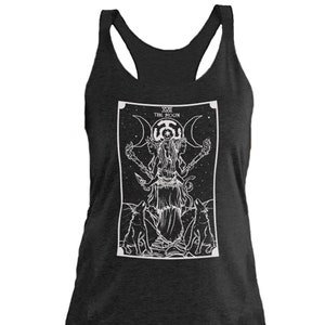Diosa Hecate Tarot Carta Tank Top Triple Luna Diosa Bruja Ropa Mujeres Witchy Tank Top Wicca Tank Regalos para Brujas Tank Top Brujería