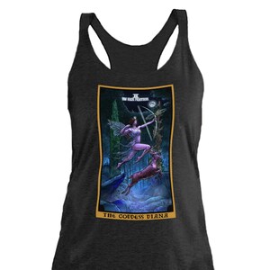 La Diosa Diana La Cazadora La Alta Sacerdotisa Tarot Carta Tank Top Mujeres Mitología Romana Pagan Witch Tank Mujeres Wiccan Ropa Mujeres