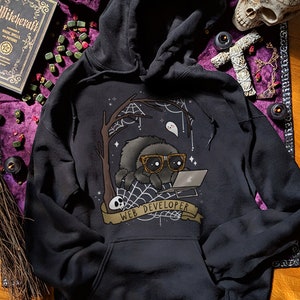 Web Developer Hoodie Jumping Spider Hoodie Halloween Hoodie Spooky Sweater Cute Goth Hoodie Gothic Sweatshirt Spider Sweater Gothic Clothing