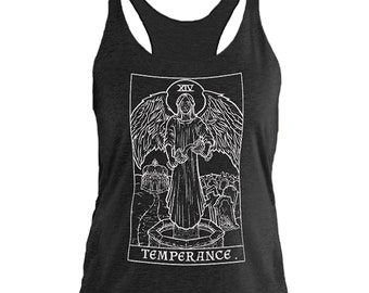 Karta Tarota Temperance Tank Top Kobiety Wiedźma Odzież Kobiety Gotyckie Tank Topy Horror Tank Top Okultystyczny Tank Top Czarodziejski Tank Top Gotyckie Prezenty