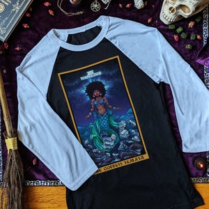 La diosa Yemayá, carta del tarot de la templanza, camiseta de bruja africana, camiseta de brujería, camisetas de brujas, camiseta wicca, camiseta wicca, regalo
