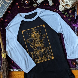 Gold Goddess Hecate Shirt Triple Moon Goddess Witch Clothing Women Witch Long Sleeve Women  Shirt Witchy Shirt Women The Moon Tarot Card