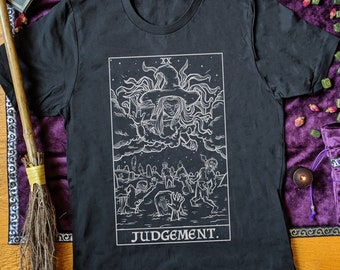 Camiseta de la carta del Tarot del Juicio, camiseta de bruja nigromante, camiseta de ocultismo, camiseta de terror, camiseta de brujería, camisetas paganas de Halloween, ropa espeluznante, regalo