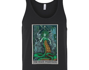 The High Priestess Tarot Card Tank Top Men Medusa Greek Mythology Clothing Gothic Tank Tops Horror Tank Tops Witchcraft Tank Top Goth Gifts