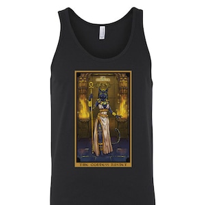 La Diosa Bastet Fuerza Tarot Carta Tank Top Hombres Witch Tank Tops Brujería Tank Top Witchy Tank Top Wicca Tank Top Camiseta egipcia
