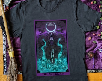 The Morrigan Death Tarot Card Shirt Pastel Goth Shirt Pagan Shirt Witch Shirt Witchcraft Shirt Gothic Clothing Plus Size Witchy TShirt Gifts