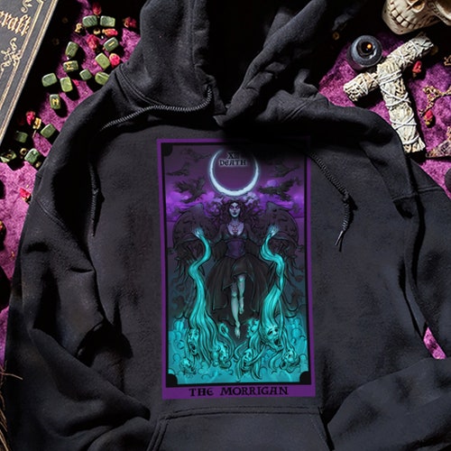 The Morrigan Death Tarot Card Hoodie Gothic Wicca Goddess Pagan Witch Sweatshirt The Morrigan Death Tarot Card Hoodie Gothic Wicca Goddess Pagan Witch Sweatshirt