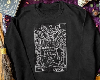 Die Liebhaber Tarot Karte Sweatshirt Halloween Sweatshirt Frauen Sensenmann Langarm Hexe Kleidung Männer Plus Größe Gothic Goth Geschenk für Sie