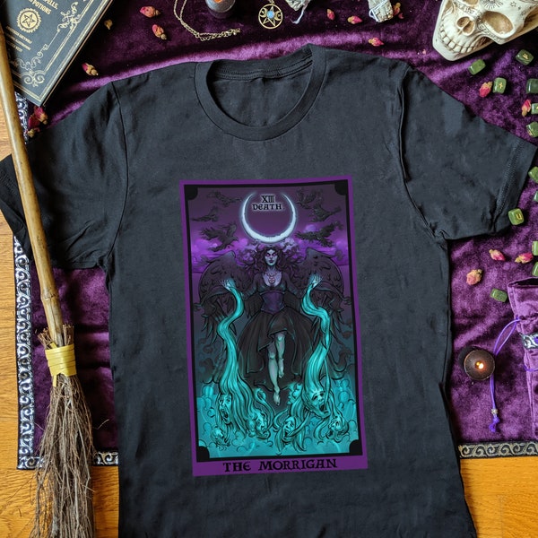 The Morrigan Death Tarot Card Shirt Pastel Goth Shirt Pagan Shirt Witch Shirt Witchcraft Shirt Gothic Clothing Plus Size Witchy TShirt Gifts