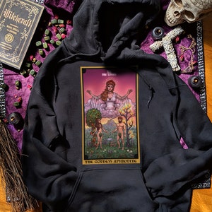 The Goddess Aphrodite The Lovers Tarot Card Hoodie Witch Hoodie Witchcraft Hoodies Pagan Hoodie Wiccan Hoodie Greek Mythology Hoodie Gifts