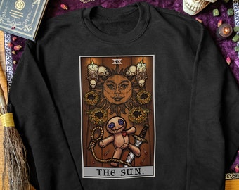 The Sun Tarot Card Sweatshirt Halloween Sweater Women Voodoo Doll Sweatshirt Witch Clothing Plus Size Witchy Clothes Witchcraft Altar Gifts