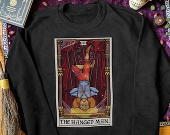 The Hanged Man Tarot Card Sweatshirt Marionette Puppet Funny Halloween Sweatshirt Gothic Sweater Pastel Goth Clothing Witch Clothing Men
