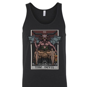 El diablo Tarot Carta Tank Top Hombres Baphomet Tank Top Satánico Tank Top Halloween Tank Top Brujería Tank Top Horror Tank Top Gótico Tank Top