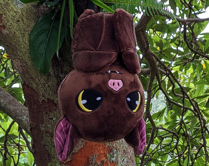 Battholomew Bat Plushie – Cute Hanging Stuffed Animal, Halloween Goth Decor