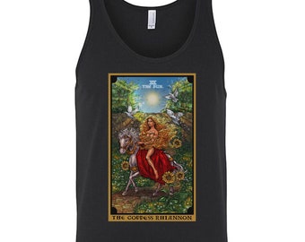 The Goddess Rhiannon The Sun Tarot Card Tank Top Men Celtic Witch Tank Top Witchcraft Gift Wicca Tank Top Wiccan Tank Tops Witchy Tank Tops