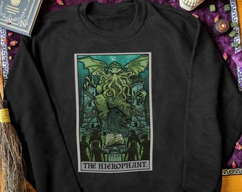 Der Hierophant Tarot Karte Sweatshirt Cthulhu Halloween Sweatshirts Gothic Kleidung Horror Sweatshirt Goth Pullover Okkulte Sweatshirt Geschenke