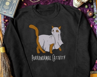 Purranormal Cativity sudadera Halloween gato sudadera mujeres espeluznante sudadera Halloween suéter mujeres gatito suéter gatito gato sudadera