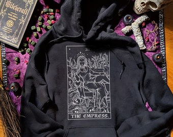 The Empress Tarot Card Hoodie Halloween Witch Hoodies Witchy Clothing Plus Size Vampire Sweatshirt Goth Sweater Gothic Couple Gift Witches