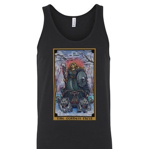 La Diosa Freya El Carro Tarot Carta Tank Top Hombres Pagan Tank Top Bruja Tank Top Bruja Mitología Nórdica Wicca Ropa Wiccan Ropa