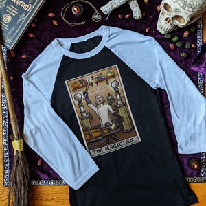 The Magician Tarot Card Shirt Dr Frankenstein Gothic Shirt Men Funny Halloween Long Sleeve Shirt Women Funny Horror Shirt Goth Gifts for Him