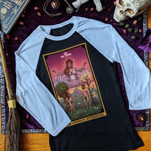 The Goddess Aphrodite The Lovers Tarot Card Raglan Long Sleeve Witch Shirt Witchcraft Shirt Witchy Tee Wicca Shirt Wiccan Shirt Pagan Shirt