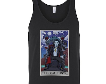 The Emperor Tarot Card Tank Top Men Dracula Vampire Tank Top Halloween Tank Top Horror Tank Tops Gothic Tank Tops Goth Tank Top Men Gifts