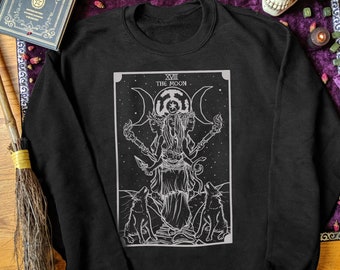 Carte de tarot Hécate triple lune sweat-shirt sorcière pull pour femme sorcellerie sweat-shirt wicca pull wicca pull sorcellerie