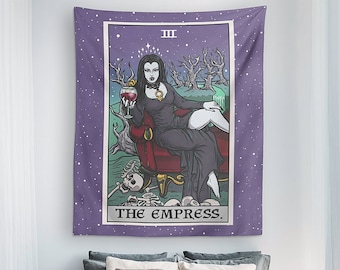 The Empress Tarot Card Tapestry Women Vampire Halloween Home Horror Wall Tapestries Gothic Wall Hanging Spooky Goth Gifts for Witch (80x68)