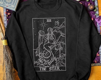 The Star Tarot Card Sweatshirt Mermaid Sweater Halloween Sweatshirt Gothic Sweater Horror Sweater Goth Sweatshirt Witch Sweater Spooky Gifts