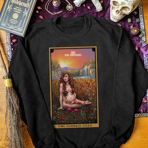 La Diosa de la Tierra Gaia La Emperatriz Tarot Carta Sudadera Mitología Griega Sudadera Pagana Bruja Suéter Wiccan Sudadera Wicca Ropa