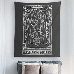 The Hanged Man Tarot Card Tapestry Creepy Marionette Halloween Home Decor Gothic Wall Hanging Spooky Decor Occult Wall Art Witchcraft Decor