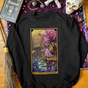 The Goddess Persephone The Fool Tarot Card Sweatshirt Pagan Clothes Plus Size Witch Sweater Pastel Goth Clothing Wicca Clothing for Woman