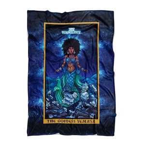 The Goddess Yemaya Temperance Tarotkaart deken hekserij Home Decor zwarte Afrikaanse kunst heks deken Witchy deken Wicca cadeau (60" x 50")