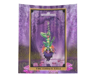The Goddess Tara In The Hanged Woman Tarot Card Tapestry Hindu Wall Hanging Buddhist Deity Pagan Witch Wall Art Witchcraft Altar Decor Gift