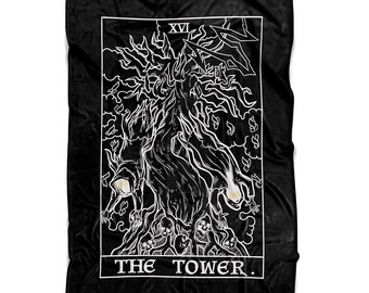 De Tower Tarot Card Deken Halloween Home Decor Ghost Deken Spooky Deken Gotische Deken Heks Deken Levensboom Deken Goth Geschenken