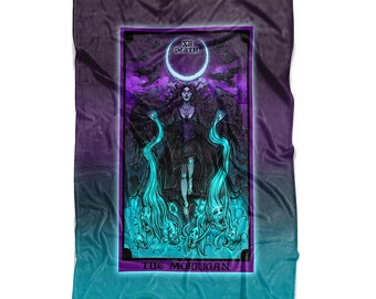 De Morrigan Death Tarot Card Deken Pastel Goth Decor Heks Gooi Deken Hekserij Deken Hekserij Geschenken voor Heksen Wiccan Deken Cadeau